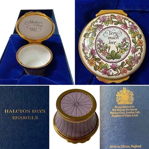 Halcyon Days Emaille Muttertag 1993 "Very Much Love" Pillendose Schmuck England - Bild 1 von 13