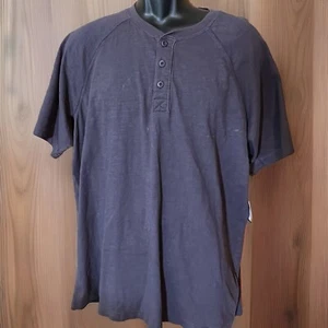 NWT Sonoma Men Super Soft Short Sleeve Henley Tee T-Shirt Size Large Gray - Picture 1 of 6