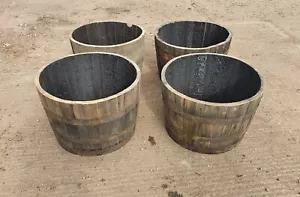 4 x Oak Whisky Half Barrel Ice Bucket Lily Pond Water Feature Watertight - Picture 1 of 7