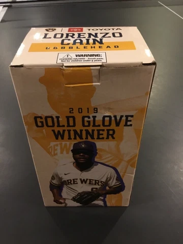 Lorenzo Cain Milwaukee Brewers Gold Glove Winner Bobblehead New In Box Cover