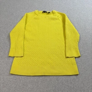 Jeanne Pierre Sweater Women L Yellow Cable Knit Academic Capsule Preppy Colorful - Picture 1 of 9