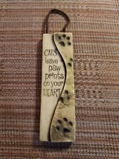 History & Heraldry Cats Leave Paw Prints Your Heart Slim Plaque Hangs 5” x 1.5”