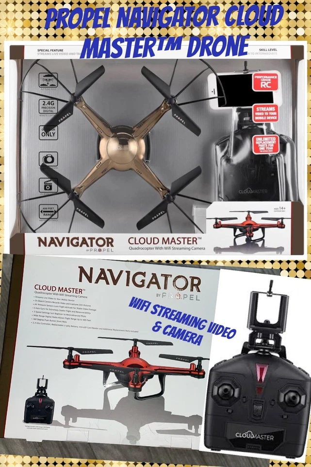Propel Navigator CLOUD MASTER™ Drone Quadrocopter Wifi Streaming Camera NV-3812 - Image 1 of 4
