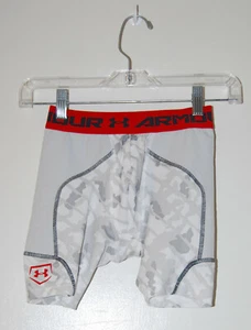 NWT Under armour Boys White/Gray Camo Heat Gear Spacer Slider Shorts sz S M - Picture 1 of 10