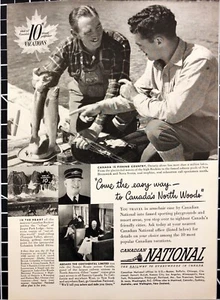1949 Canadian National Railway Vacations Fishing Vintage Print Ad - Picture 1 of 6