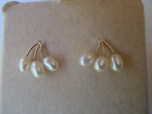 ZZ 585 14k Fresh Water Pearls Post Earrings .86g - Picture 1 of 7