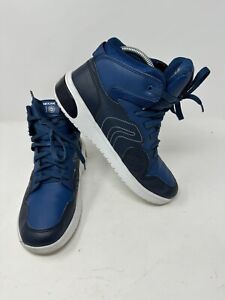 Youth Mens GEOX Respira High Top Trainers Basketball UK Size 6 Blue Leather