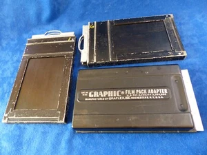 Vintage Graflex 2x3 film pack adapter No. 1232 + two Alkon film holders - Picture 1 of 3