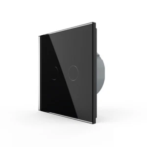Pulsador doble serie LIVOLO para relé inteligente / regulable cubierta de cristal negro - Imagen 1 de 14