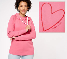 NEW Peace Love World Women's Top Sweatshirt Sz 1X French Terry PINK BERRY