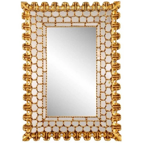 Antique Spanish Colonial Wall Mirror with Mosaic Cover
