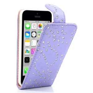Futerał ochronny Etui na telefon komórkowy Apple iPhone 5c Strass Fioletowy - Zdjęcie 1 z 9