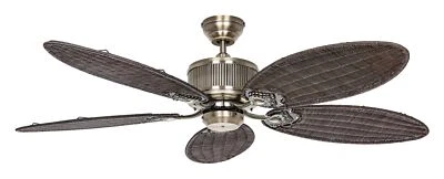 Dc Ceiling Fan with Remote Control Caribbean Dream Eco Fan Brass Rattan - Image 1 of 4