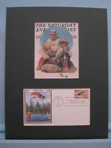 Norman Rockwell - Pesca y portada del primer día del sello de mosca Jock Scott. - Imagen 1 de 1