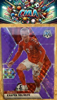 2021 Panini Mosaic UEFA EURO #39 Kasper Dolberg Mosaic Purple Fluorescent #/70 - Image 1 of 2