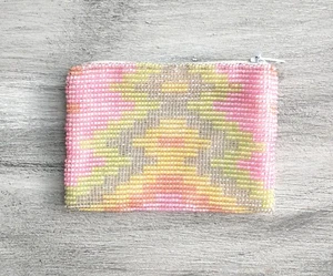 Mexican Seed Bead Embroidered Coin Purse Pouch Bag Monedero de Mostacilla  - Picture 1 of 5