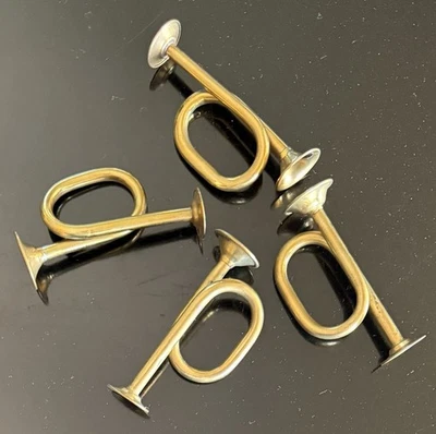 Vintage Lightweight Solid Brass Trumpet Decorations - Set of 4 - Image 1 of 4
