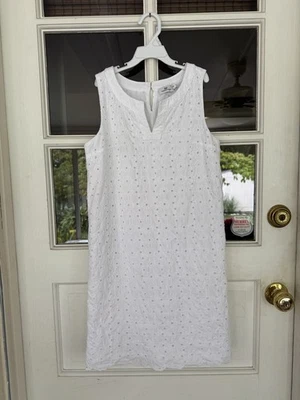 Vineyard Vines Girls Dress Cotton Shift Eyelet Trim White sz 14 See measures - Image 1 of 4