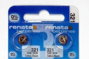 2 x Renata 321 Silver oxide batteries 1.55V SR616W Watch SR65 FRESH DATED - Picture 1 of 4