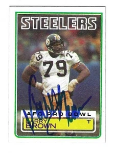 Autographed 1983 TOPPS LARRY BROWN Pittsburgh Steelers card #359 w/ Show Ticket - Picture 1 of 1