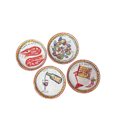 Juego de 4 Platos Aperitivos Williams Sonoma Tapas Camarones Aceitunas Vino Pimento Foto 1 de 4