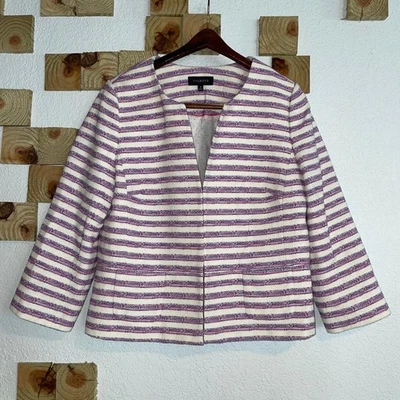Blazer Talbots Mujer’s 16 Chaqueta Palazzo Rayas Tweed Bolsillos Abiertos Carrera Oficina Foto 1 de 4