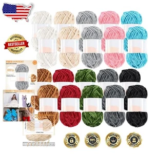 Quality Polyester Chenille Yarn - 20 Skeins for DIY Crafts and Knitting - Picture 1 of 8