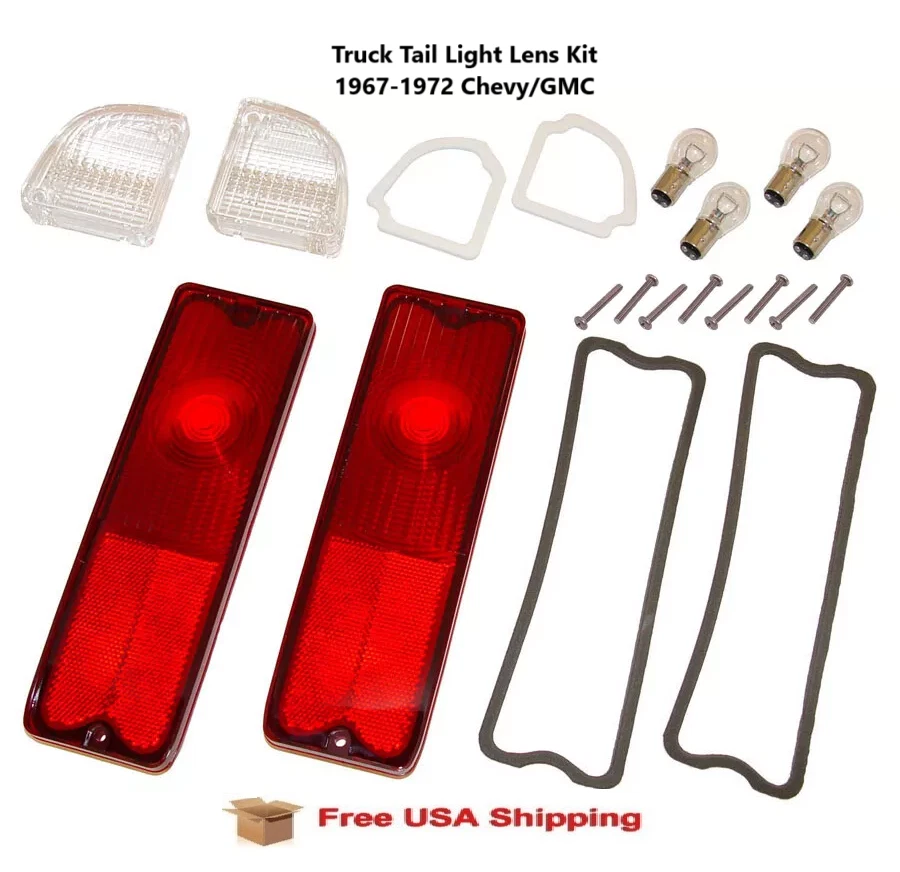 For 1967-1972 GMC C15/1500-C25/2500 Pickup Tail Light Lens Kit Fleetside Foto 1 de 1