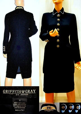 TRAJE FALDA VINTAGE CLÁSICO ST.JOHN GRIFFITH & GRIS, hecho en Italia, talla S Foto 1 de 4