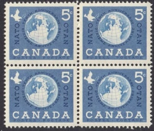 GLOBE, NATO = Canada 1959 #384 MNH Block of 4 - Picture 1 of 1