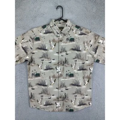 Cabelas Shirt Mens Large Grey Duck Print Long Sleeve Hunting Adult Bird - Image 1 of 4
