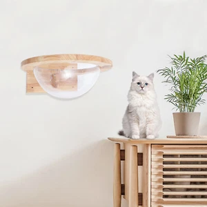 Wall-mounted Cat Hammock Bed Cozy Wood Climbing Frame Cat Platform House Tower - Picture 1 of 12