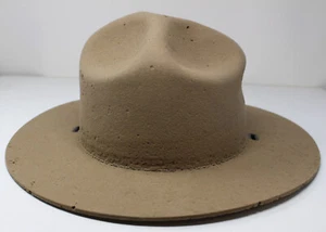Stratton self forming felt campaign hat size 7.5 VINTAGE ~14.75"x13.5" pockmarks - Picture 1 of 16