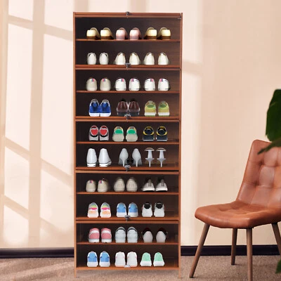 Стойка для обуви 10 уровней шкаф, бамбуковая деревянная полка стойка органайзер для хранения книг полка - Изображение 1 из 4