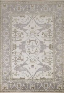 Ivory/ Gray Oushak Geometric Oriental Area Rug 8x10 Wool Hand-knotted