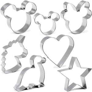 Ausstecher 7er Set Edelstahl Einhorn Dinosaurier Herz Stern Mickey Minnie - Bild 1 von 1