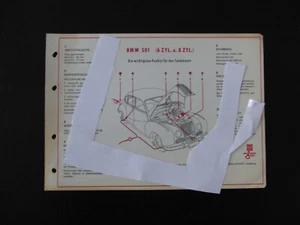 Shell Schmierplan BMW 501 6 Zyl. u. 8 Zyl. Serviceplan  Stand 1959  - Bild 1 von 4