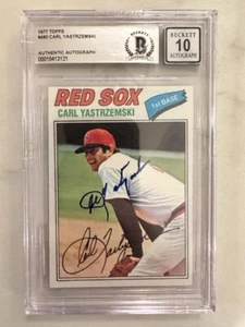 Signierte 1977 Topps Carl Yastrzemski Boston Red Sox Karte #480 Beckett Slabbed - 10 - Bild 1 von 1