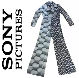 Sony Picture Studios Costume Department Gray Colorblock Print Zip Up Jumpsuit - Picture 1 of 14