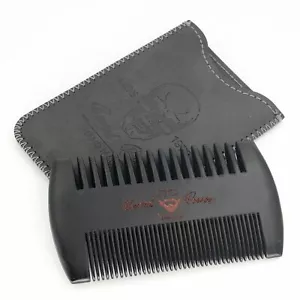 Menesia Black Wooden Beard Comb Case Men Mustaches & Hair Black Skull Design - Picture 1 of 5