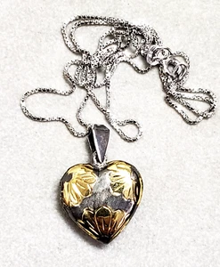 925 Sterling Silver Heart shape Locket/Pendant w/20" box chain - Picture 1 of 9