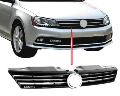 REJILLA CENTRAL SUPERIOR DELANTERA CON MOLDURAS CROMADAS SE ADAPTA A VW JETTA 2011-2015 Foto 1 de 3