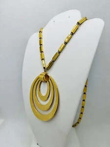 Vintage 1960s MONET Gold Tone Modernist MCM Statement Necklace BOOK Piece - Picture 1 of 10