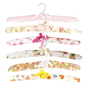 6pcs Padded Hangers For Women Clothes,Silk Hangers Antislip Solid Wood Hanger - Picture 1 of 12