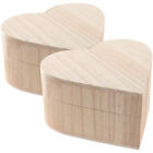 Wooden Heart Jewelry Storage Box with Magnetic Lid - Set of 2