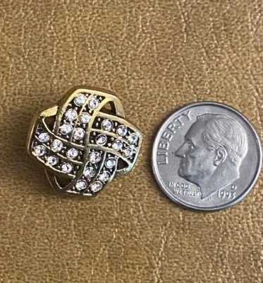 Gold Button with Rhinestones & shank 3/4 inch - Image 1 of 3