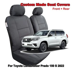 Custom Made Canvas Seat Covers For Toyota Landcruiser Prado 150S 2022 Black - Picture 1 of 4