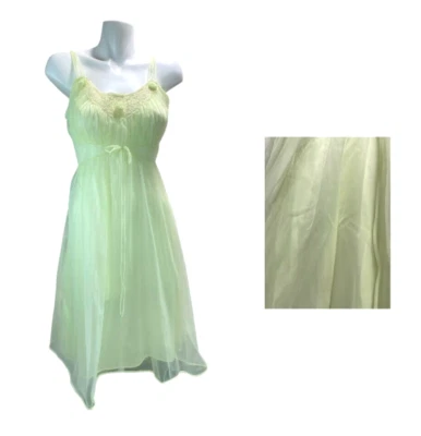 Camisón lencería Peignoir a rayas doradas Gotham para mujer talla S verde en capas de nailon Foto 1 de 4