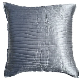 Hudson Park Luxe Palmetto Cotton/Silk Quilted Euro Pillow Sham Gray $250 New - Picture 1 of 5