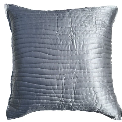 Hudson Park Luxe Palmetto Cotton/Silk  Quilted Euro Pillow Sham Gray $250 New - Image 1 of 4